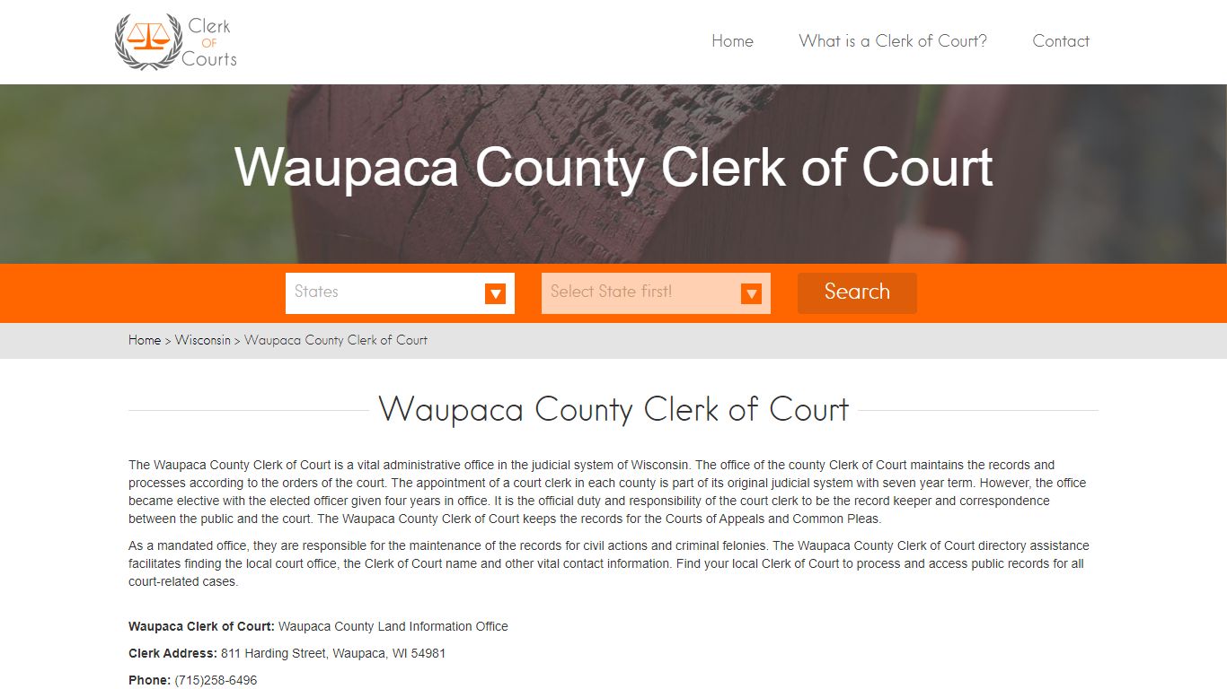 Waupaca County Clerk of Court