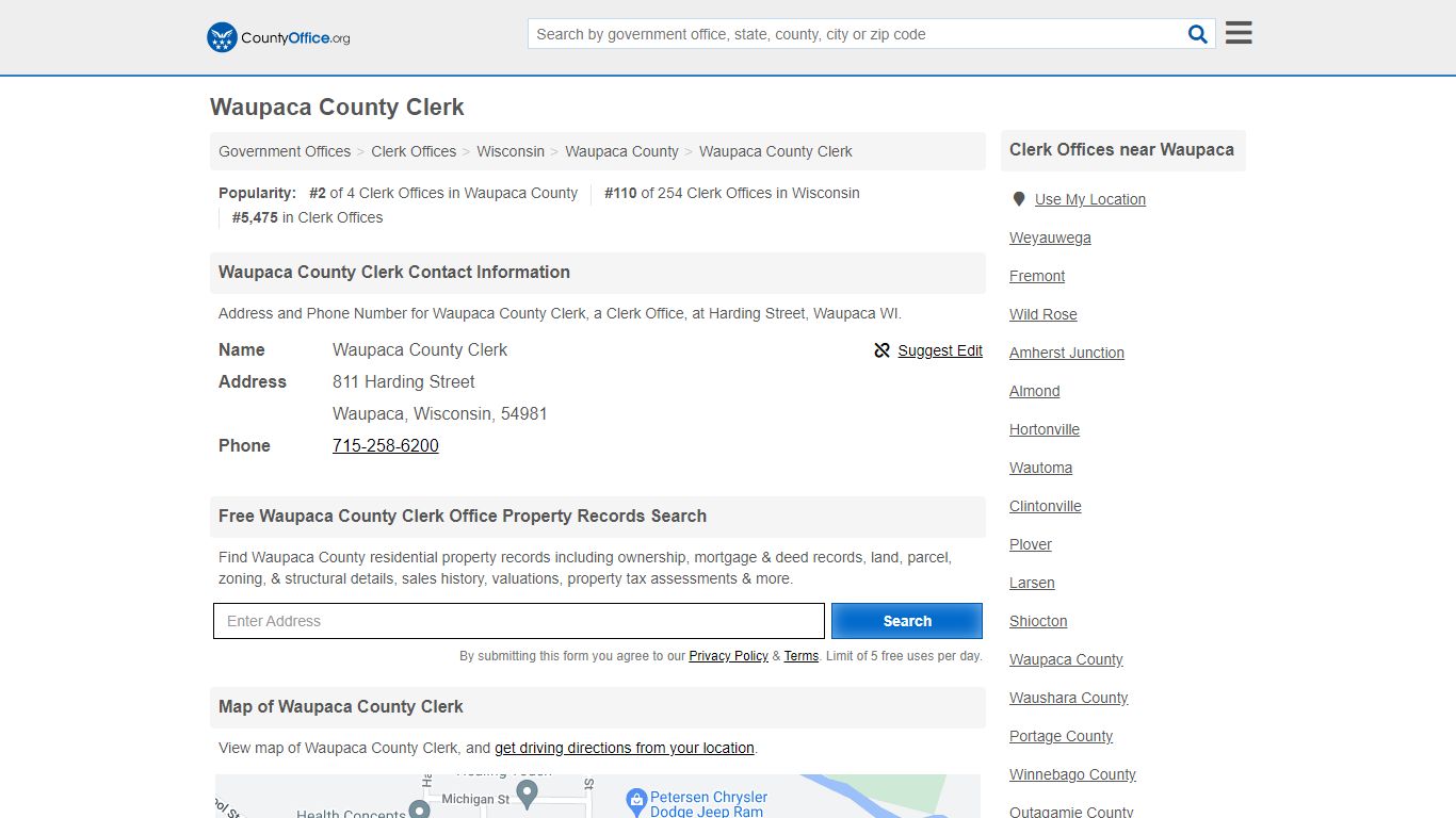 Waupaca County Clerk - Waupaca, WI (Address and Phone)